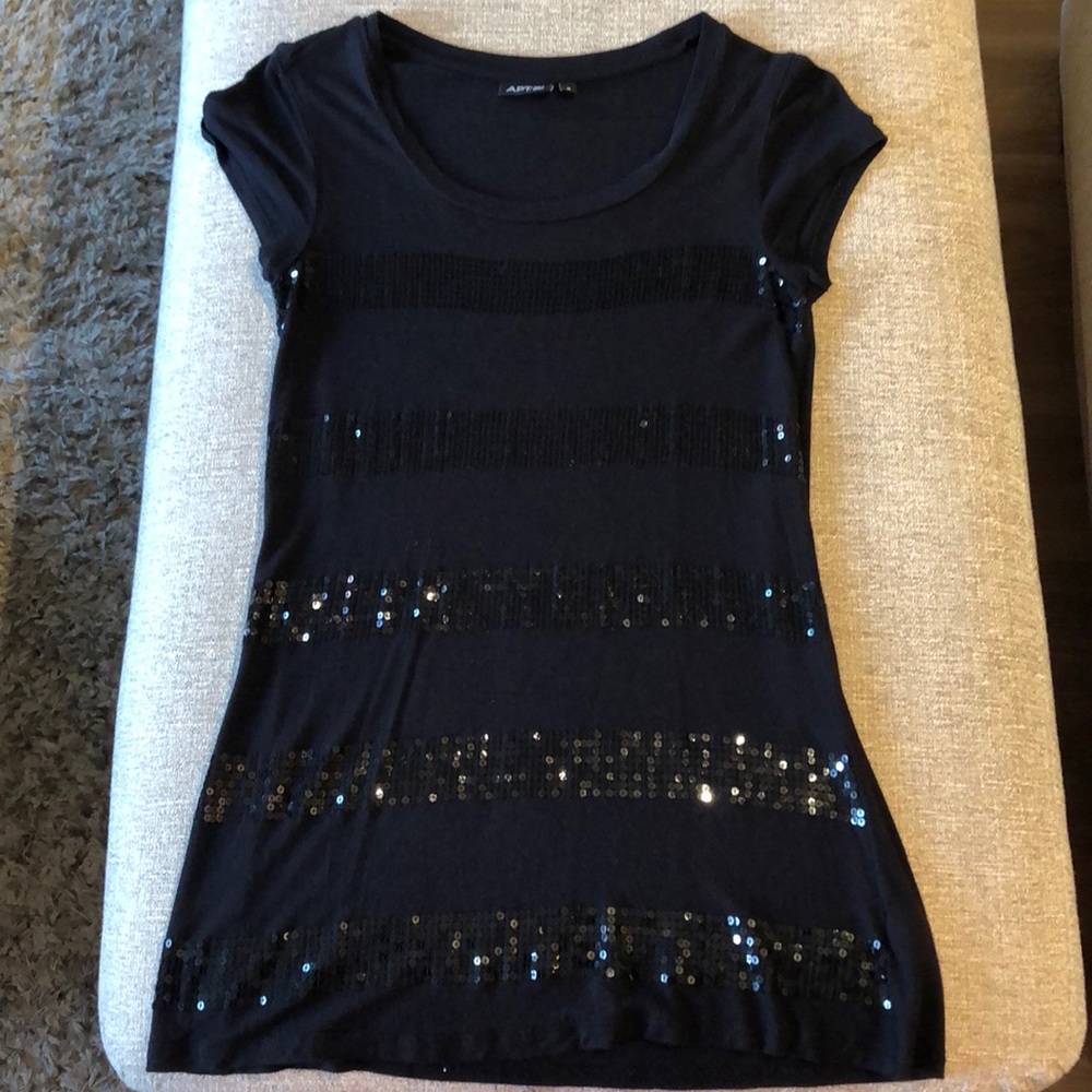 Black, Sparkly Tunic Top SZ M